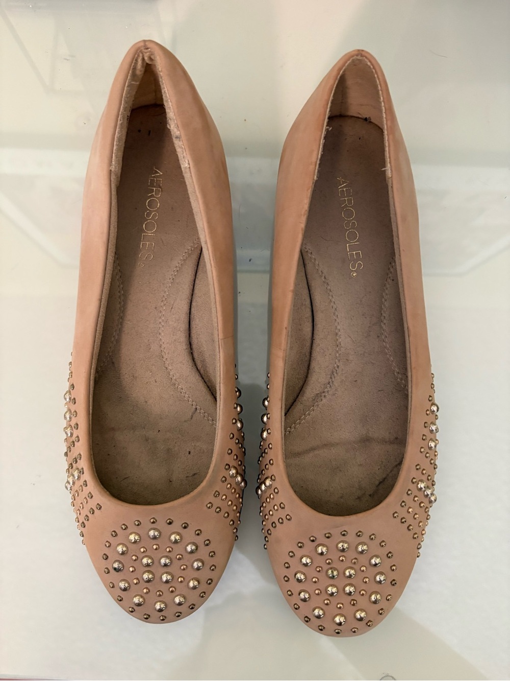 AEROSOLES blush Studded Ballet Flats